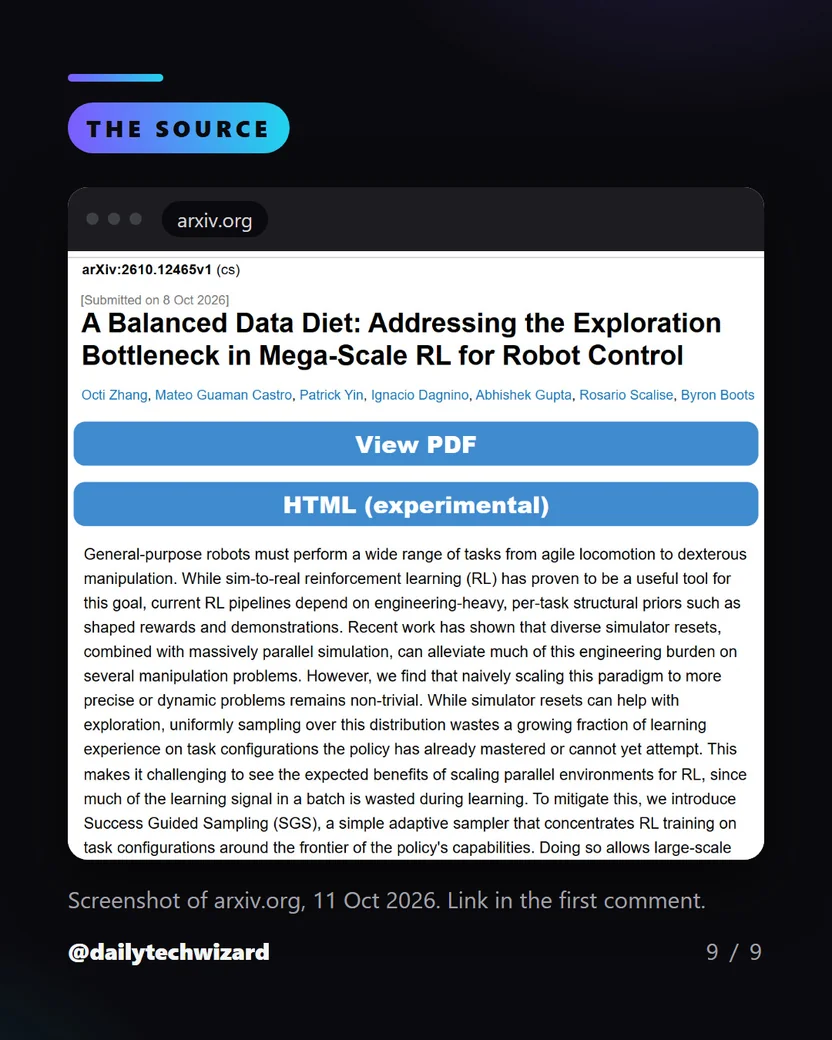 Screenshot of the source: A Balanced Data Diet: Addressing the Exploration Bottleneck in Mega-Scale RL for Robot Control